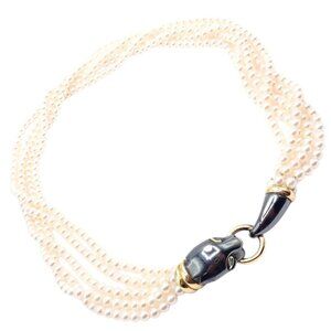 Panthere de Cartier Panther 18k Yellow Gold & Silverium Pearl Emerald Necklace